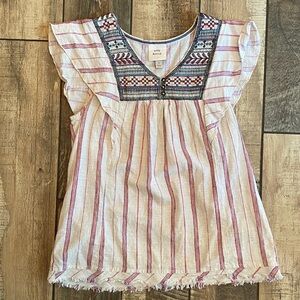 Knox Rose Cream and Pink Embroidered Blouse